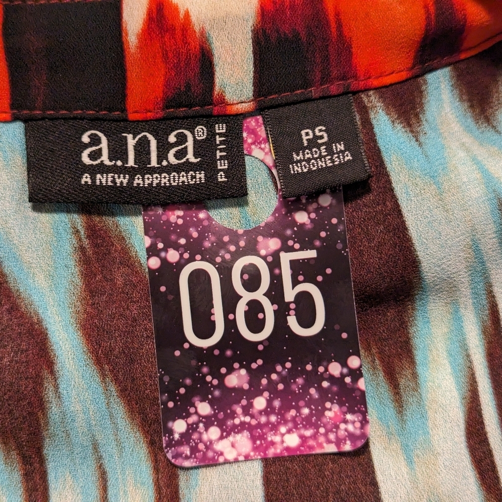 5/$25 A.N.A  A New Approach Vibrant Multi Colored Blouse - Picture 5 of 5